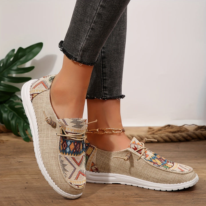 Women’s Vintage Ethnic Lace-Up Sneakers