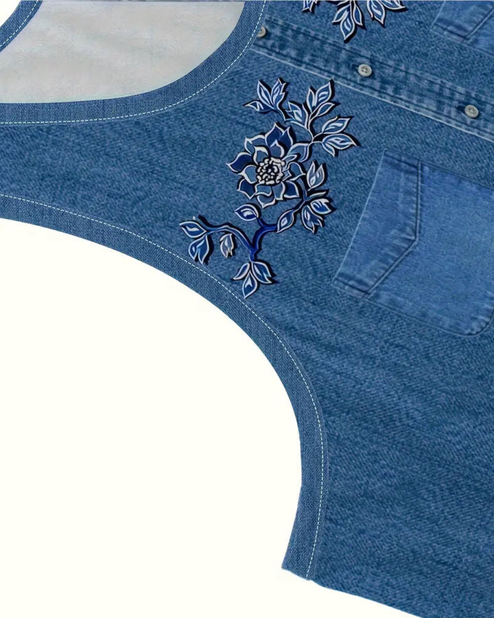 THE DELAVEA | SLEEVELESS DENIM-LOOK DRESS