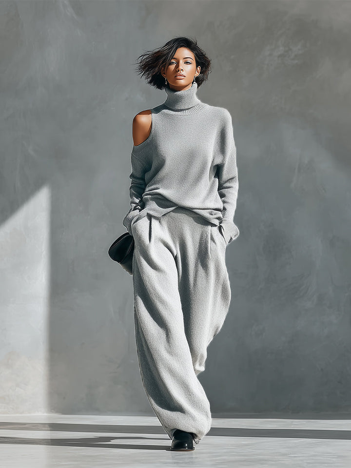 Women's One-shoulder Cut-out Modern Knit-Blend Set MDA2539G2I