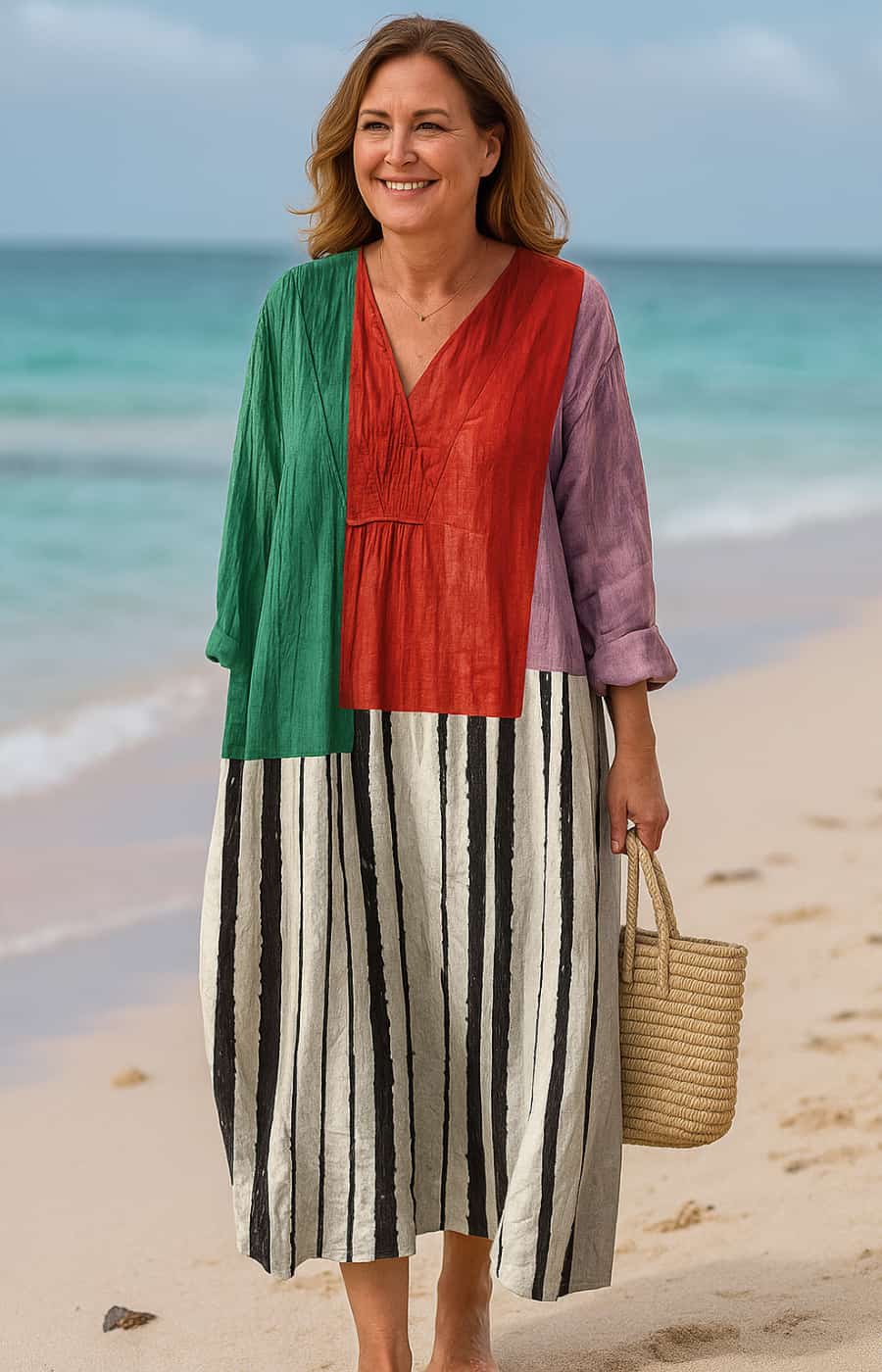 ALEJANDRA | VESTIDO CON CONTROL ABDOMINAL, ESTAMPADO ÉTNICO Y ELEGANCIA NATURAL