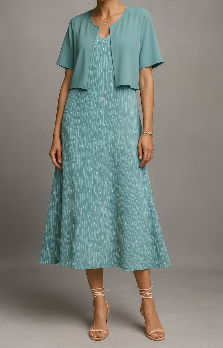 SOFÍA | VESTIDO ESTAMPADO CON CHAQUETA ELEGANTE A JUEGO