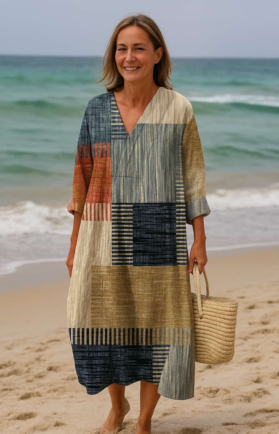 ALEJANDRA | VESTIDO CON CONTROL ABDOMINAL, ESTAMPADO ÉTNICO Y ELEGANCIA NATURAL