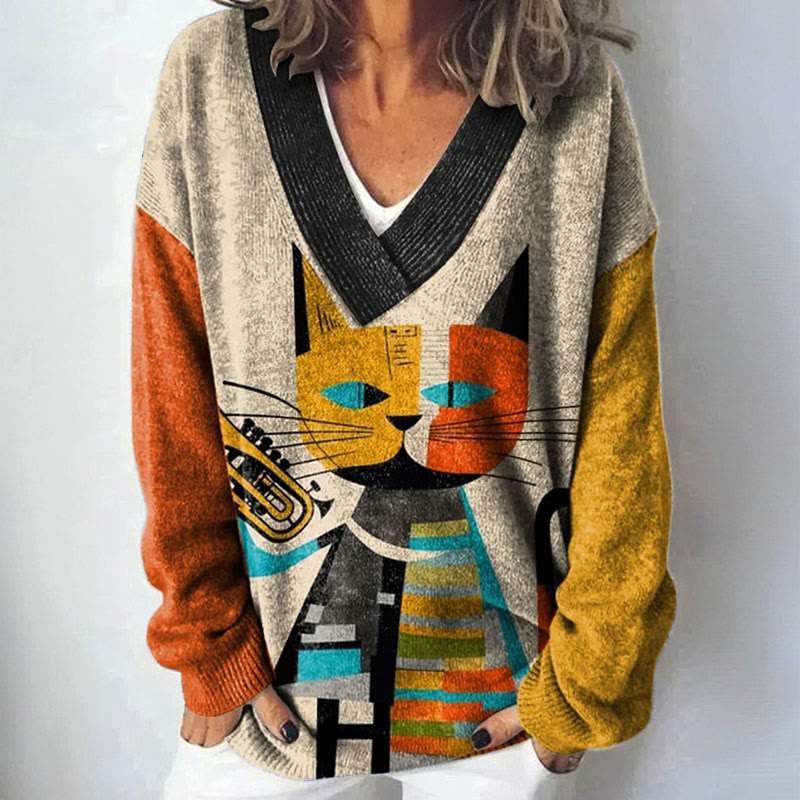 The Nancy – Elegant V-neck Pullover Sweater