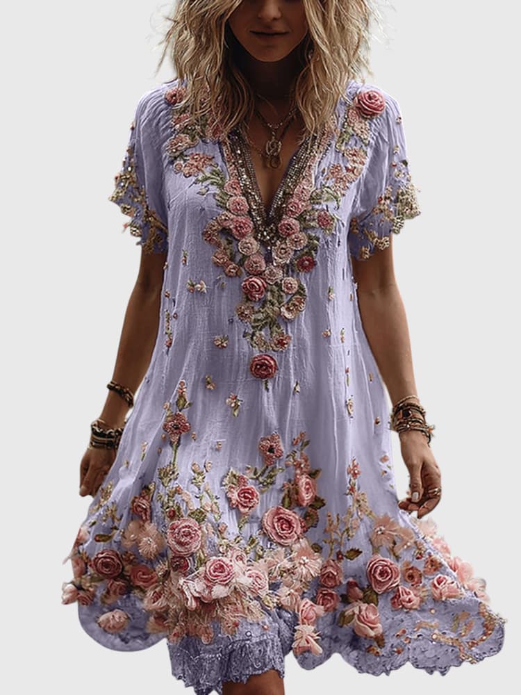 ISLA | LATE SUMMER MIDI DRESS WITH FLORAL CHARM