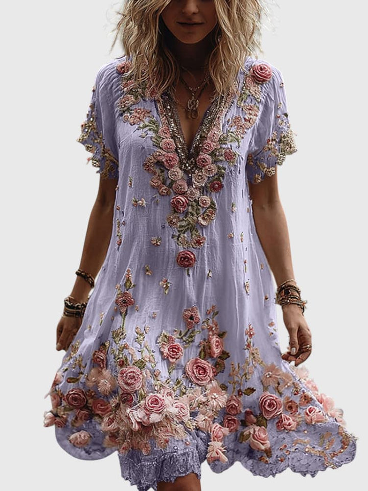 ISLA | LATE SUMMER MIDI DRESS WITH FLORAL CHARM