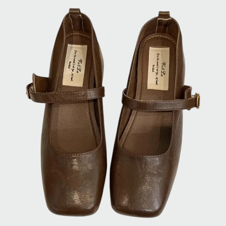 Cheryl | Square Tip High Heeled Mary Jane Shoes