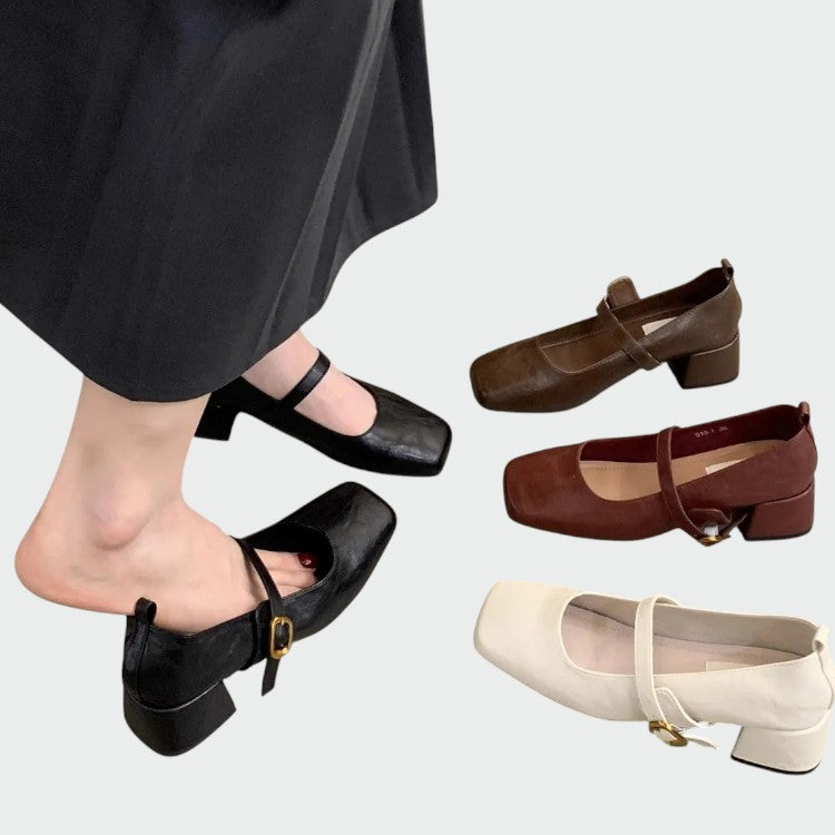 Cheryl | Square Tip High Heeled Mary Jane Shoes
