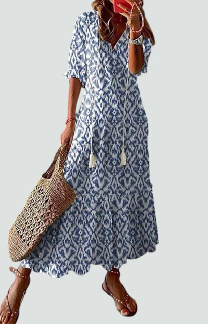 CLARA | VESTIDO BOHO VINTAGE CON ESCOTE EN V