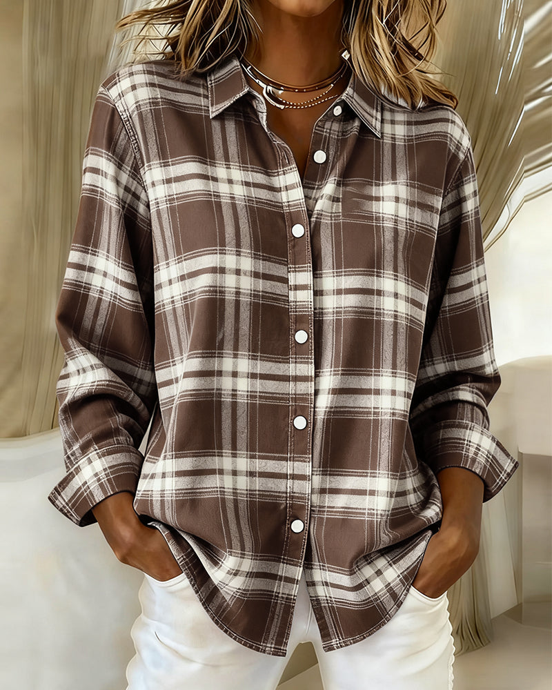Gloria® | Shirt with Check Pattern and Notched Collar