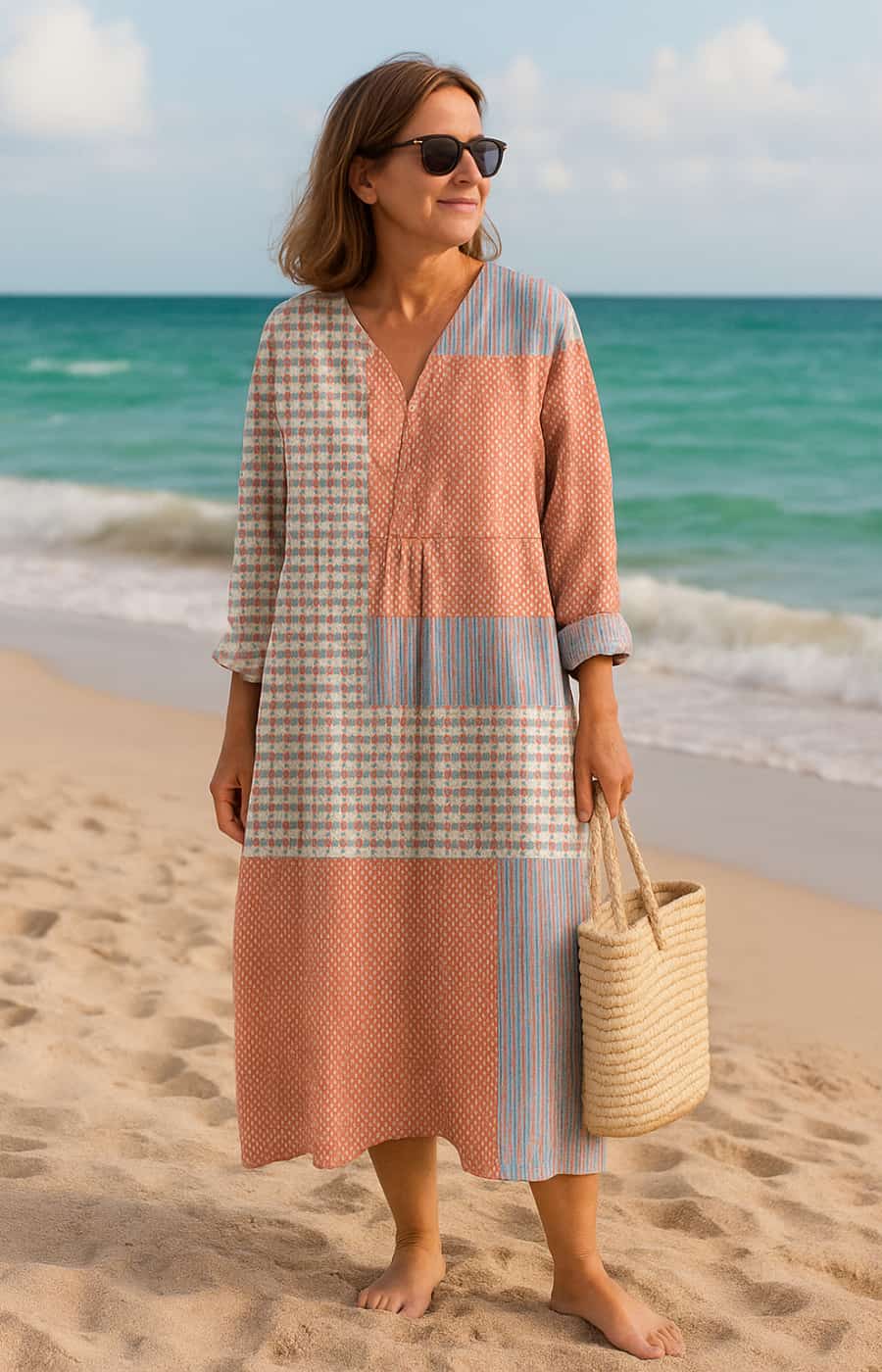 ALEJANDRA | VESTIDO CON CONTROL ABDOMINAL, ESTAMPADO ÉTNICO Y ELEGANCIA NATURAL