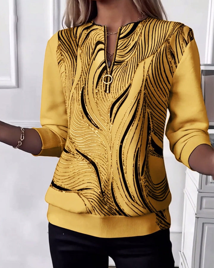 Susan® | Casual Printed Zip Sweatshirt