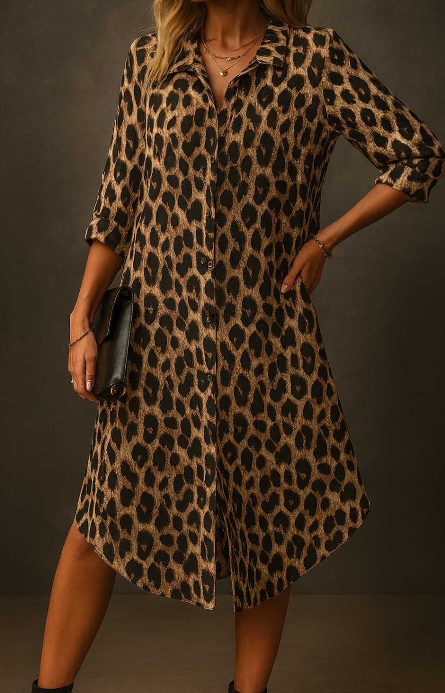 CAMILA | VESTIDO CAMISERO ANIMAL PRINT DE ELEGANCIA ATEMPORAL