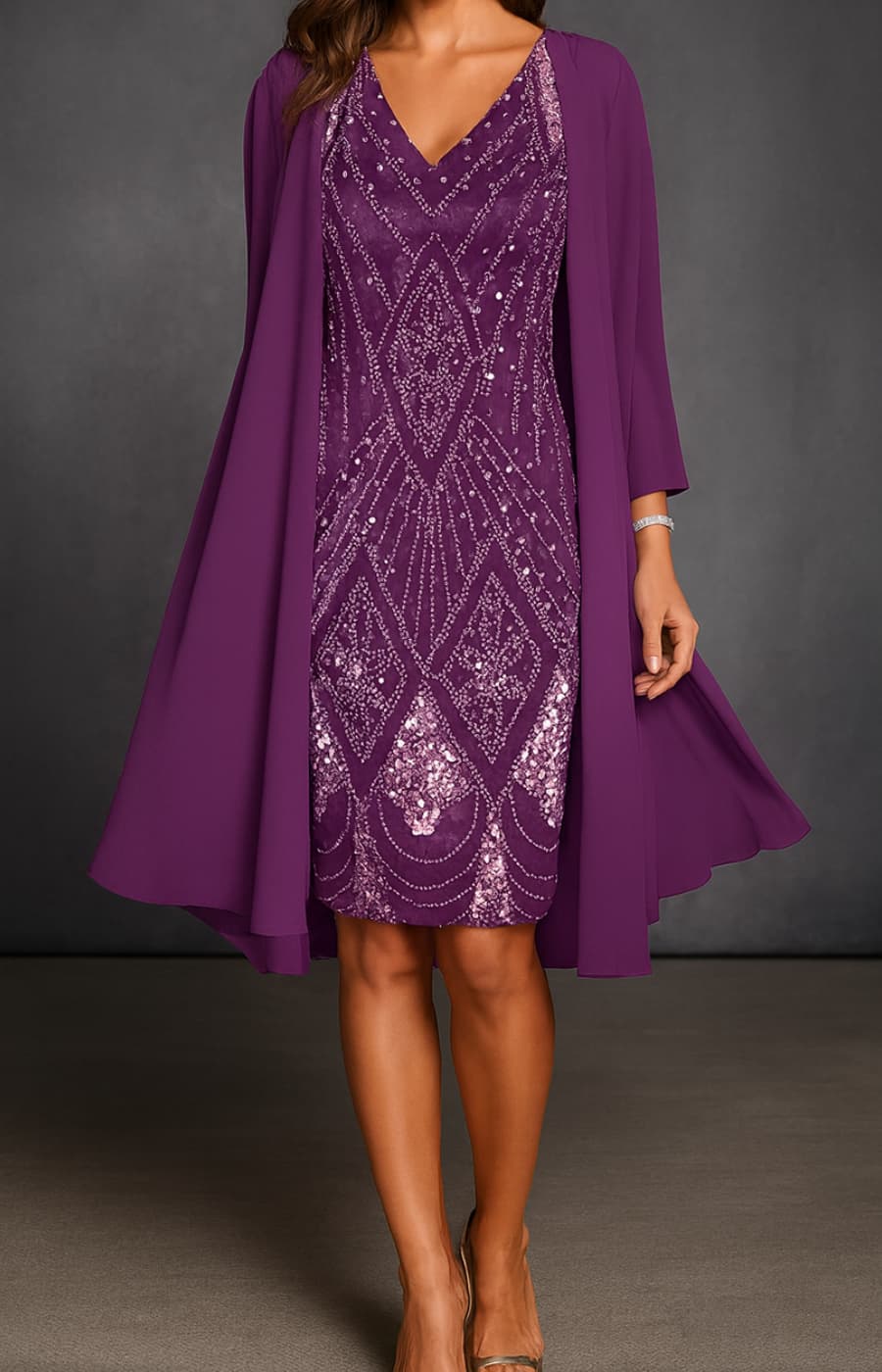 BEATRIZ | EMBELLISHED EVENING DRESS WITH STOLE