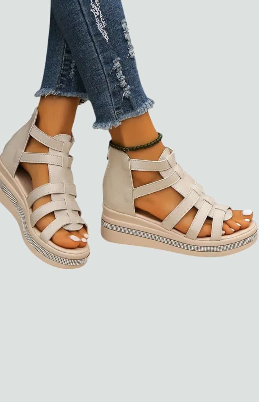 CHLOÉ | SANDALIAS DE CUÑA CON BRILLOS ELEGANTES