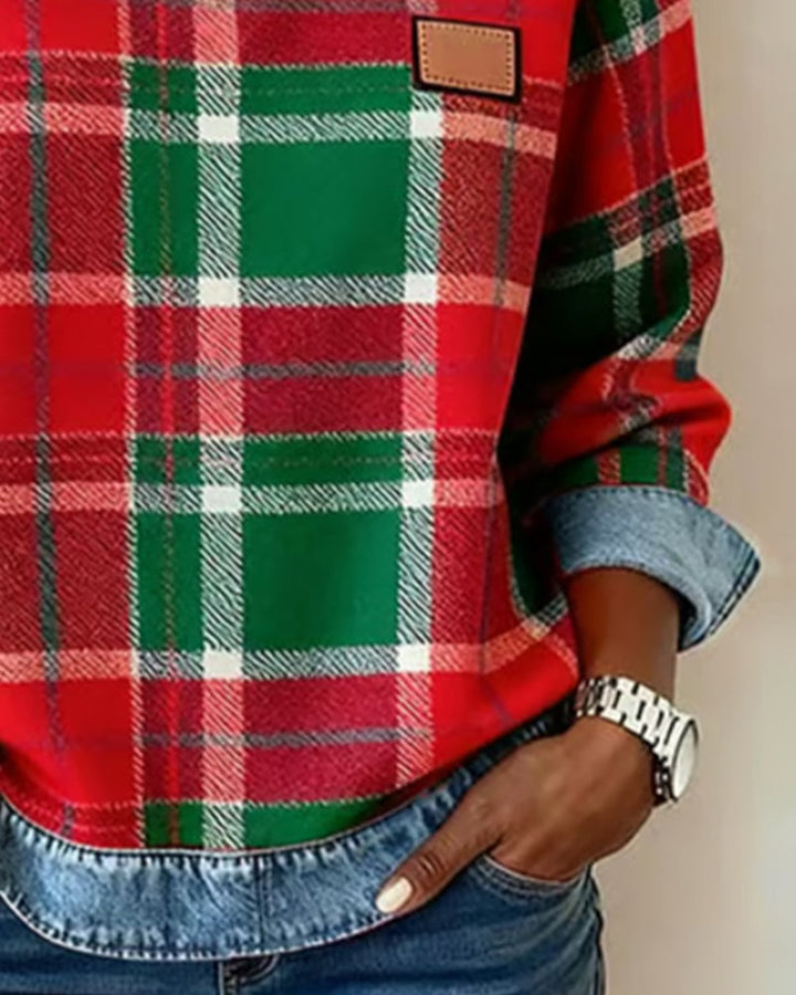 Ivy-Jane | Sweatshirt with Checkered Patchwork