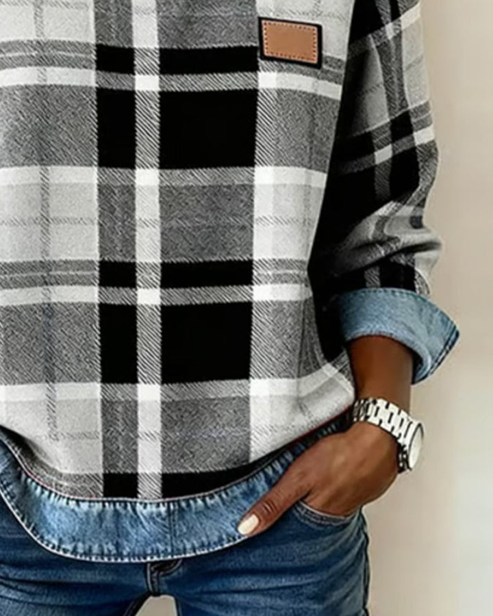 Ivy-Jane | Sweatshirt with Checkered Patchwork