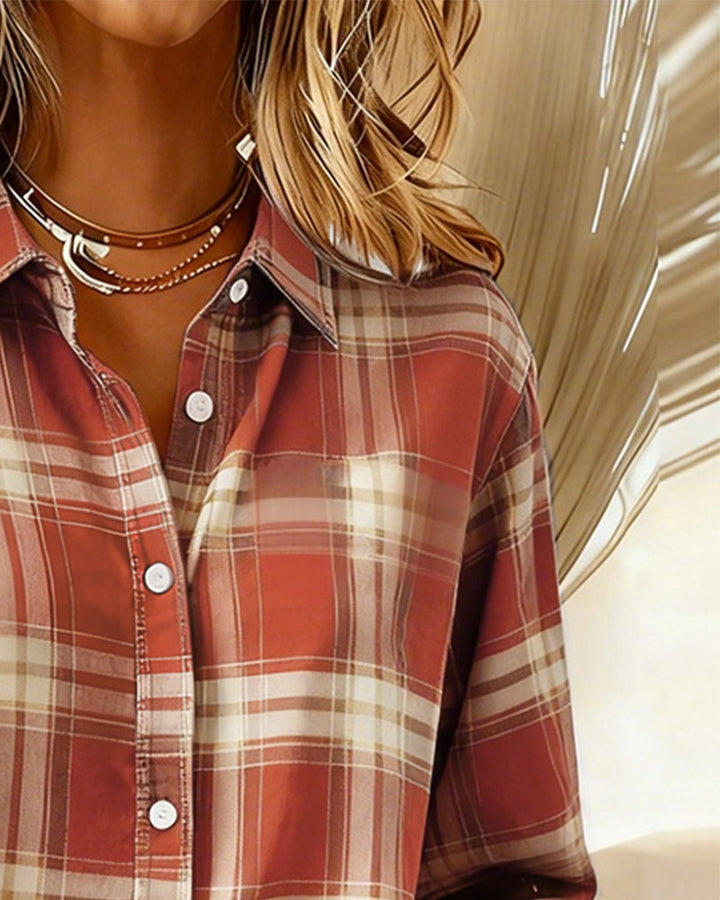 Gloria® | Shirt with Check Pattern and Notched Collar
