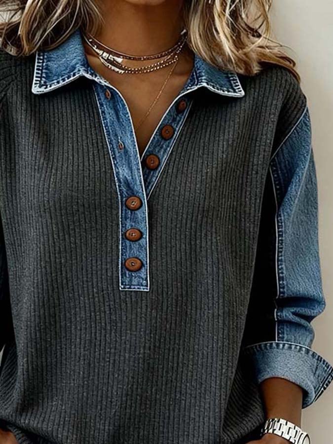 Diane - Women'S Casual Contrast Color Stitching Pullover Sweatshirt