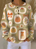 Freja | Autumn Sweater with Bows and Pumpkins