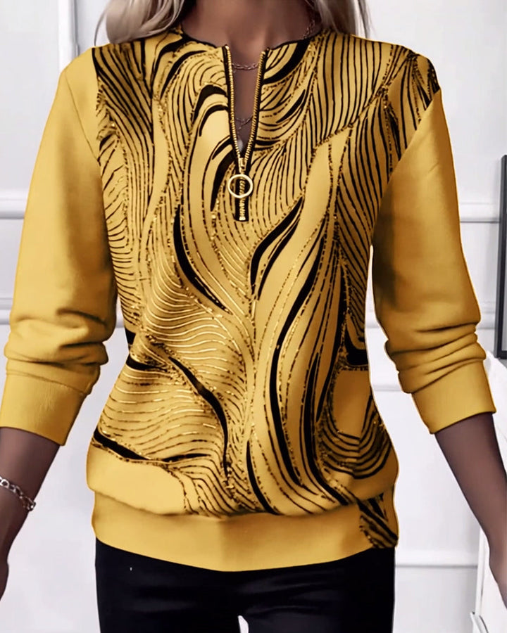 Susan® | Casual Printed Zip Sweatshirt