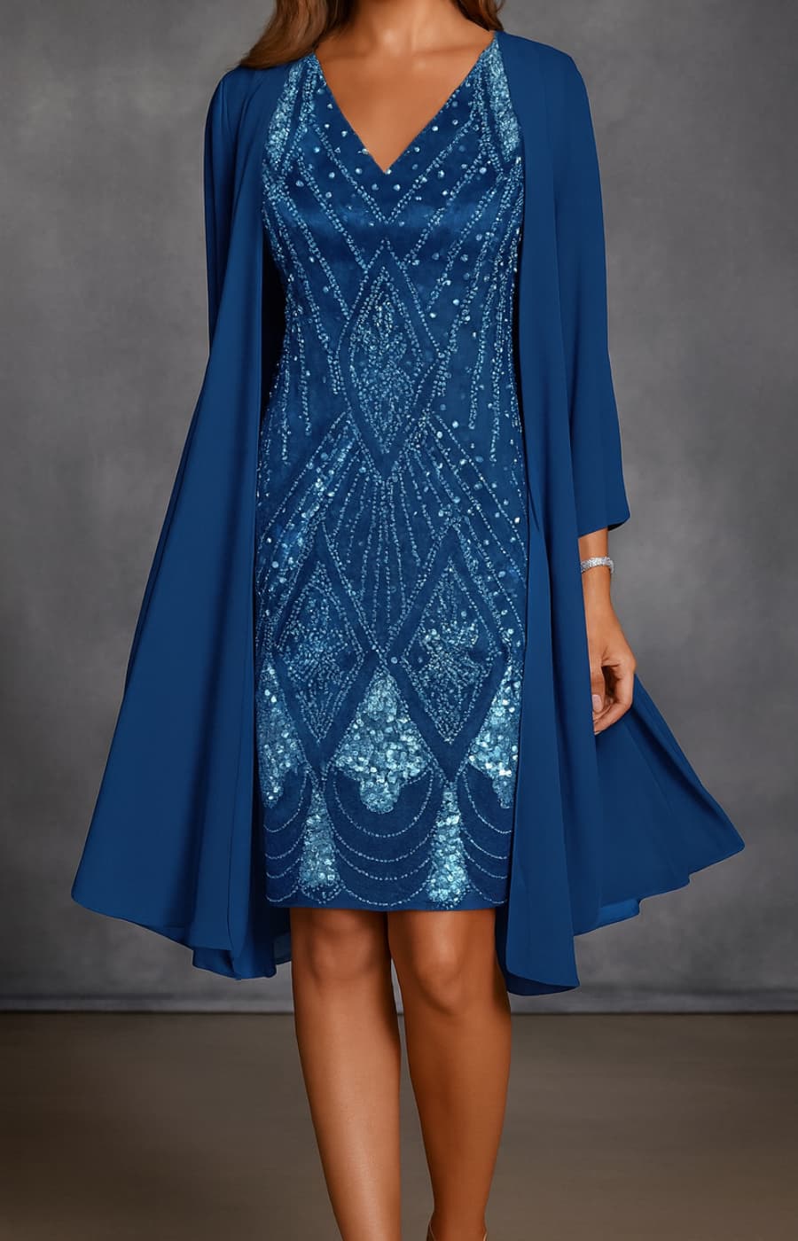 BEATRIZ | EMBELLISHED EVENING DRESS WITH STOLE