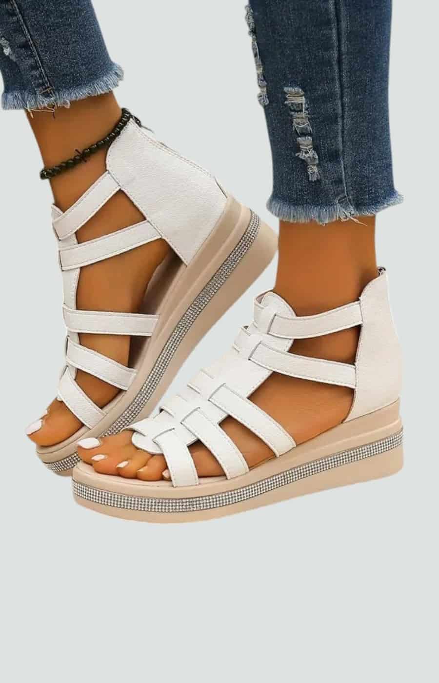 CHLOÉ | SANDALIAS DE CUÑA CON BRILLOS ELEGANTES