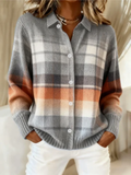 Elena™ – Checked Hoodie Blouse in Soft Tones