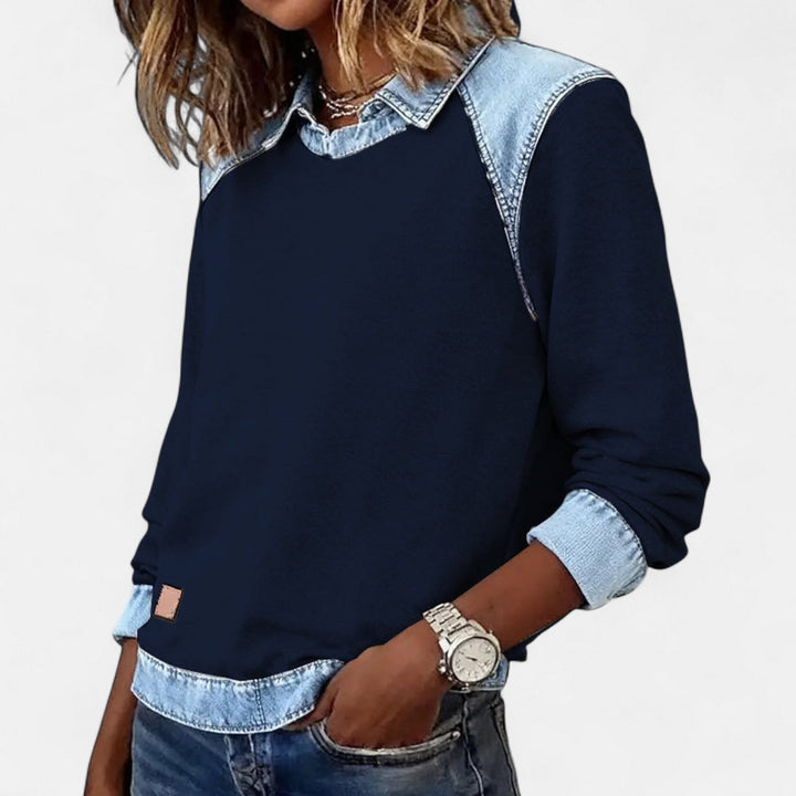 MARGARET | DENIM ACCENT PULLOVER