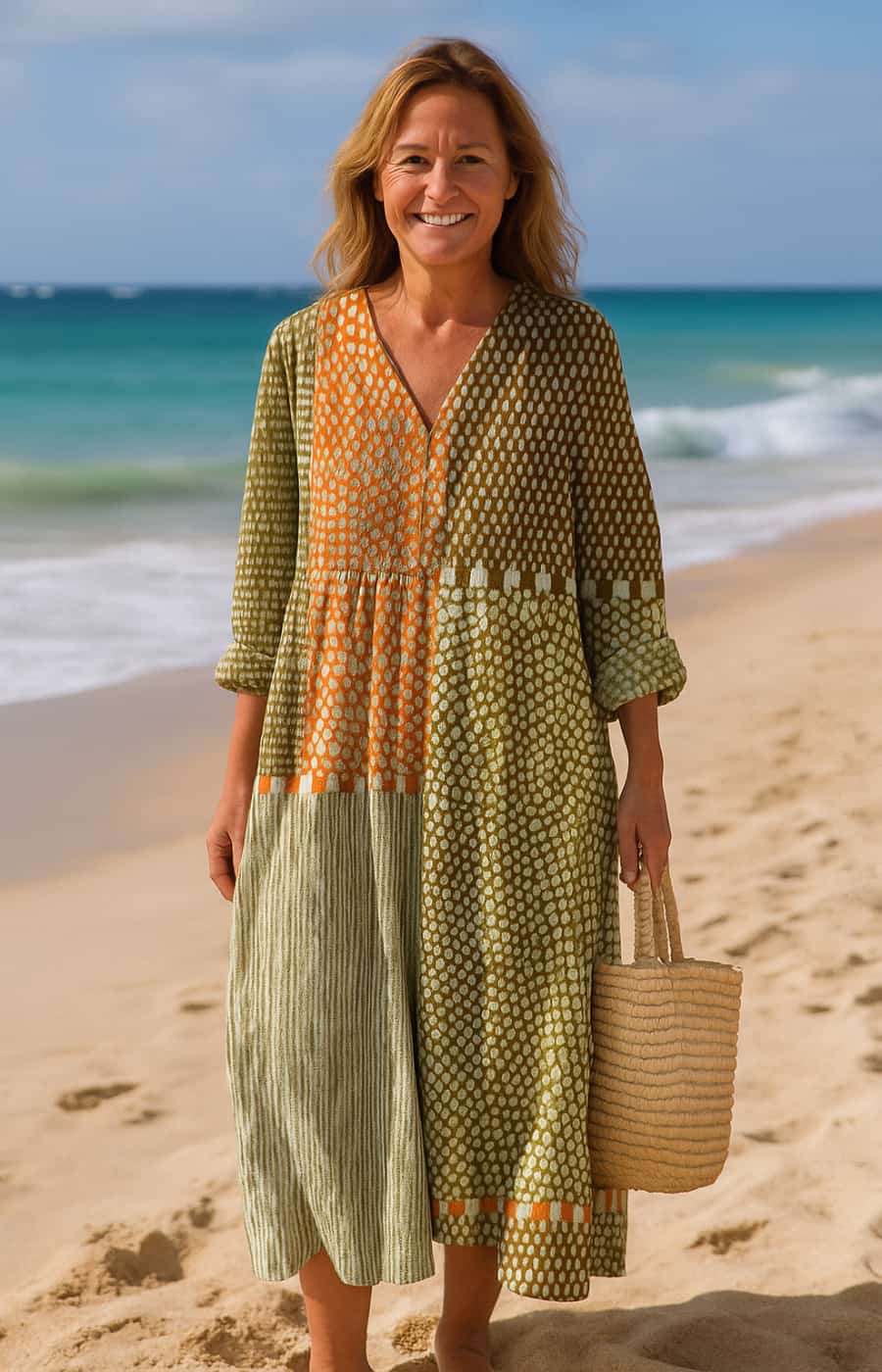 ALEJANDRA | VESTIDO CON CONTROL ABDOMINAL, ESTAMPADO ÉTNICO Y ELEGANCIA NATURAL