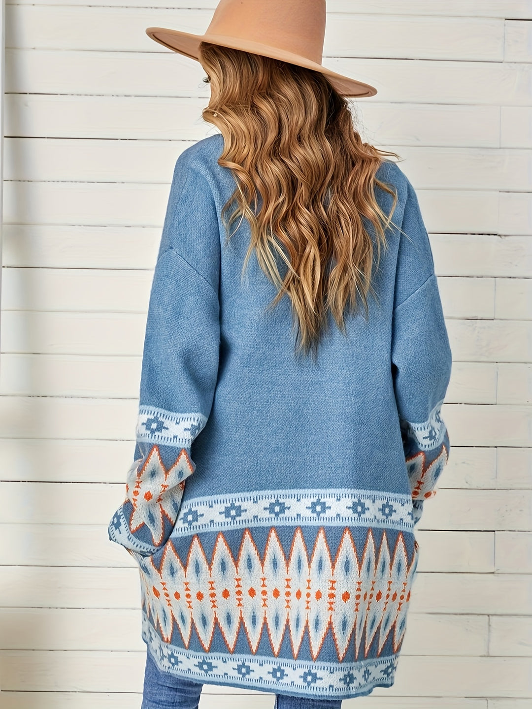 ISABELLA | BLUE AZTEC COMFORTABLE CARDIGAN