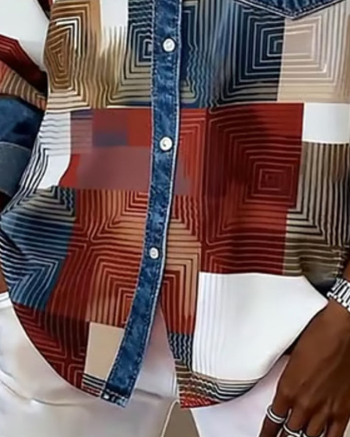 Karen® | Color Block Shirt Fashionable Collar