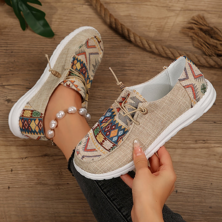 Women’s Vintage Ethnic Lace-Up Sneakers