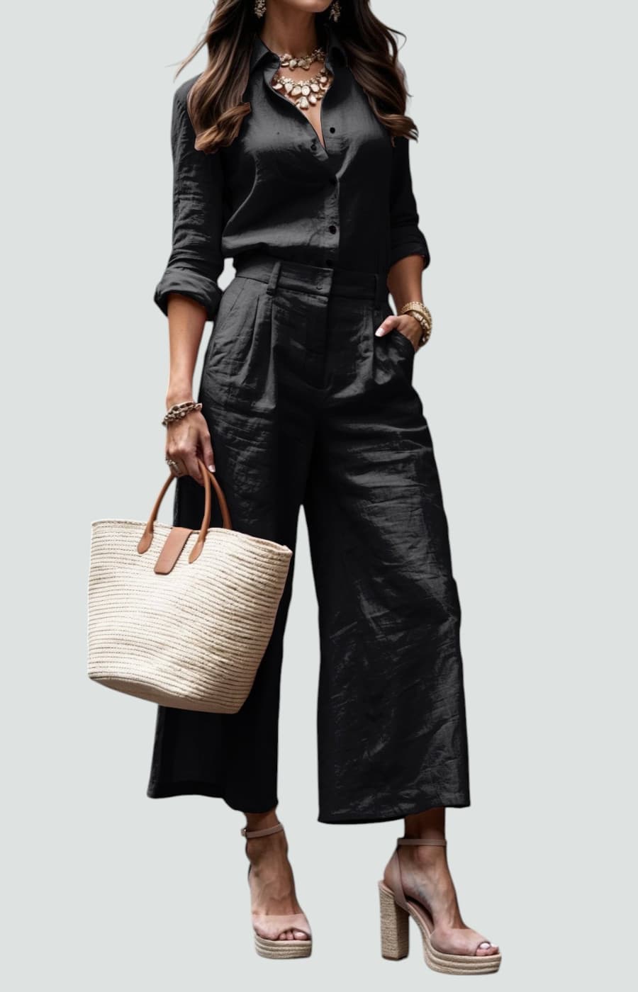 ADELINA | CONJUNTO DE LINO CON CORTE HOLGADO