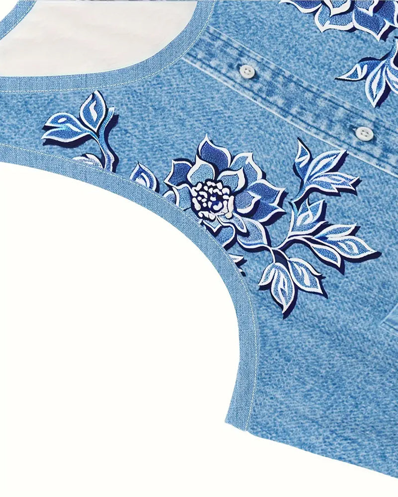 THE DELAVEA | SLEEVELESS DENIM-LOOK DRESS