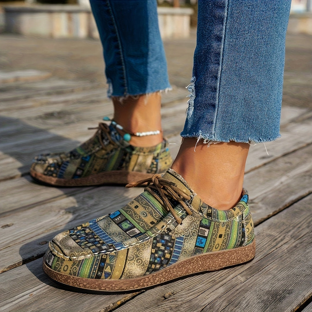Women's Vintage Geometric Printed Sneakers