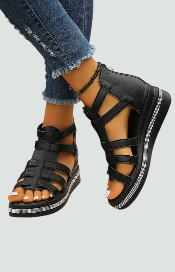 CHLOÉ | SANDALIAS DE CUÑA CON BRILLOS ELEGANTES