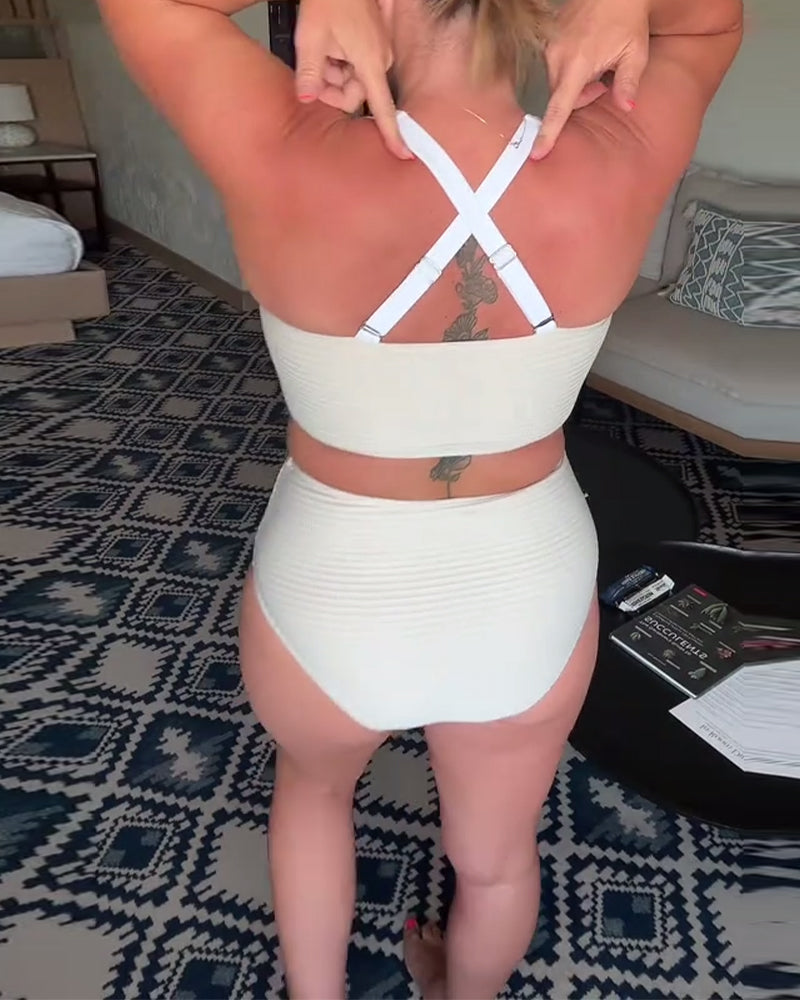 Bikini avslappnad enfärgad triangel