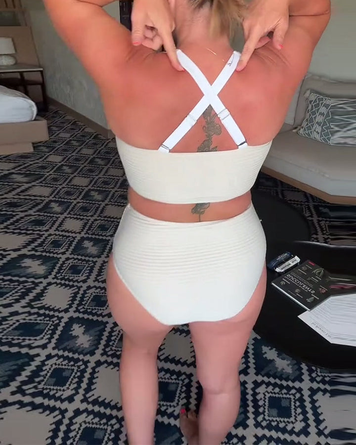 Bikini avslappnad enfärgad triangel