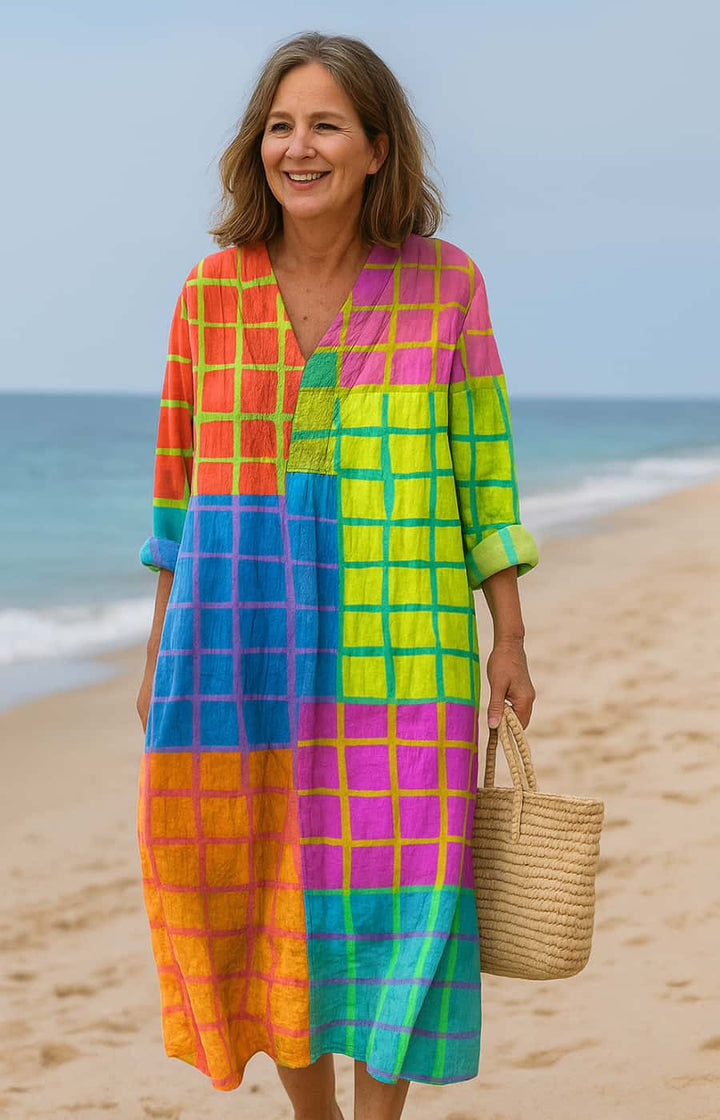 ALEJANDRA | VESTIDO CON CONTROL ABDOMINAL, ESTAMPADO ÉTNICO Y ELEGANCIA NATURAL