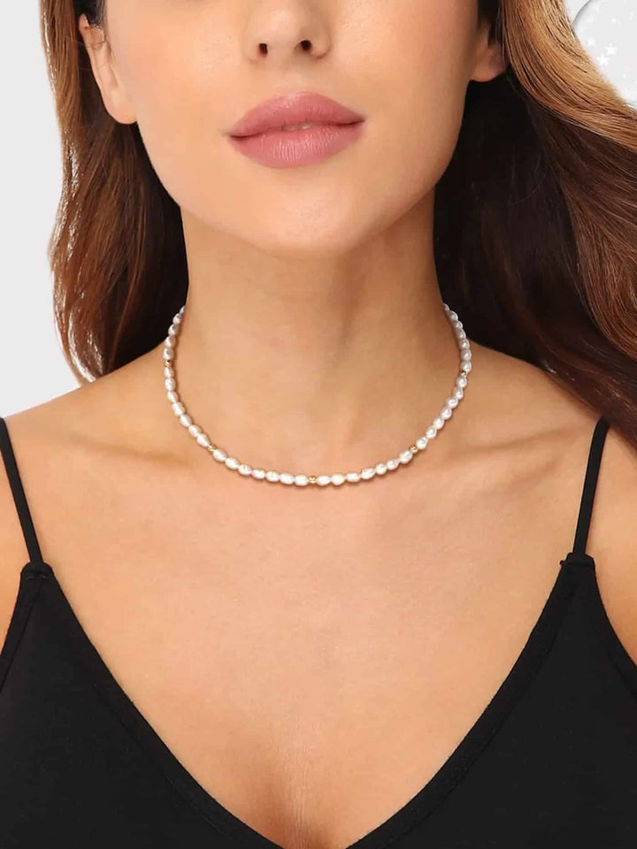 CELESTE PEARL | GARGANTILLA CON PERLAS NATURALES Y DETALLES EN ORO