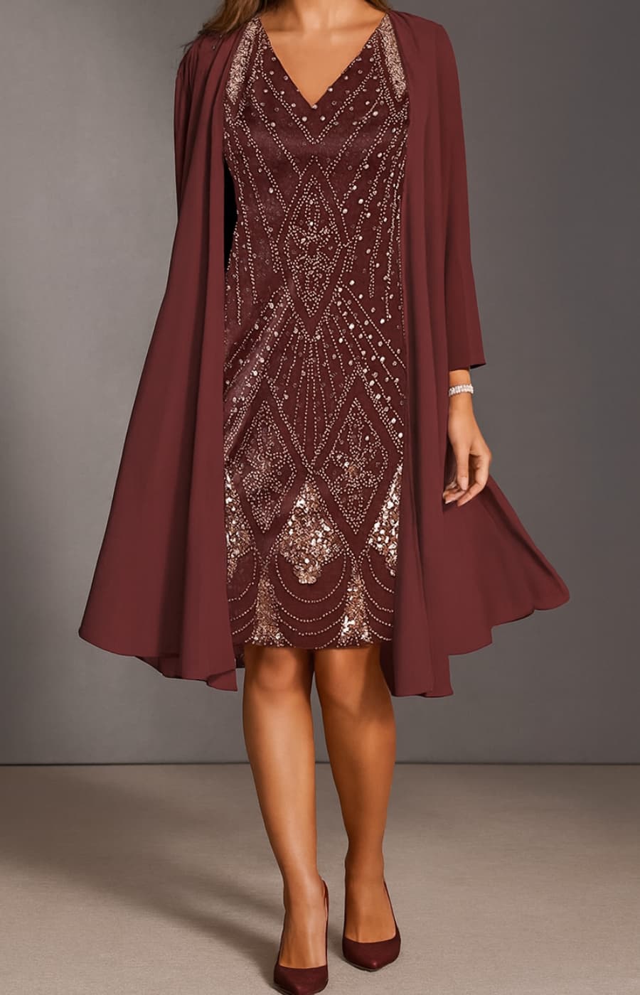 BEATRIZ | EMBELLISHED EVENING DRESS WITH STOLE