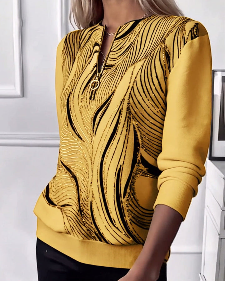 Susan® | Casual Printed Zip Sweatshirt