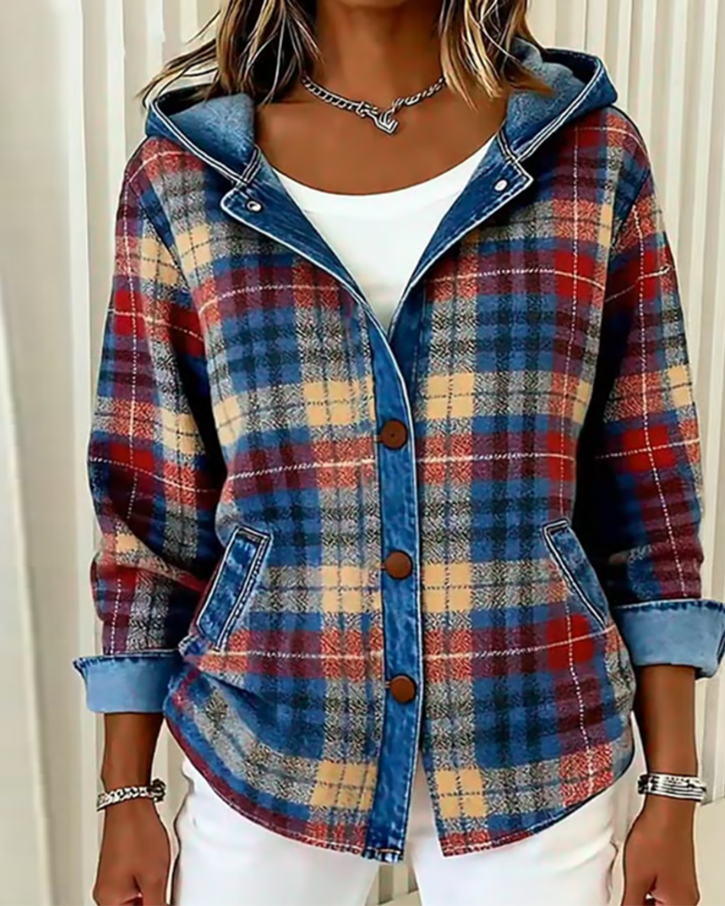 Judith® | Fashionable Checked Jacket with Hood