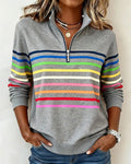 BARBARA® | CASUAL SWEATSHIRT WITH HALF ZIPPER OG ART-INSPIRERET PRINT