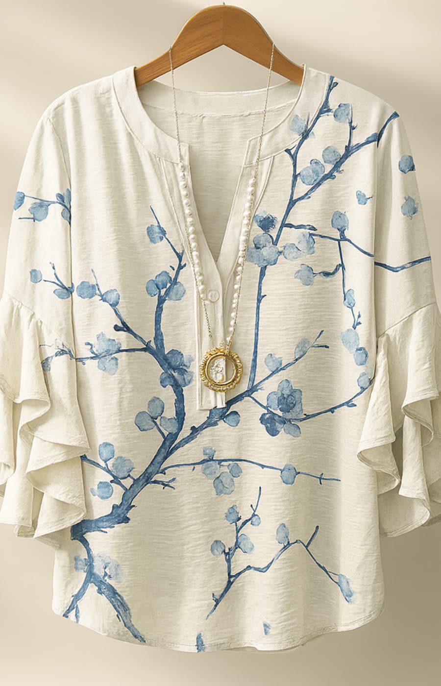 AZUCENA | BLUSA FLORAL CON VOLANTES Y DETALLE ARTESANAL