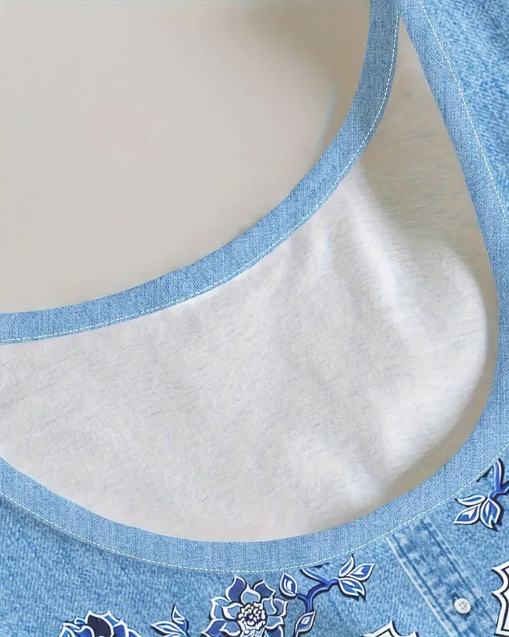 THE DELAVEA | SLEEVELESS DENIM-LOOK DRESS