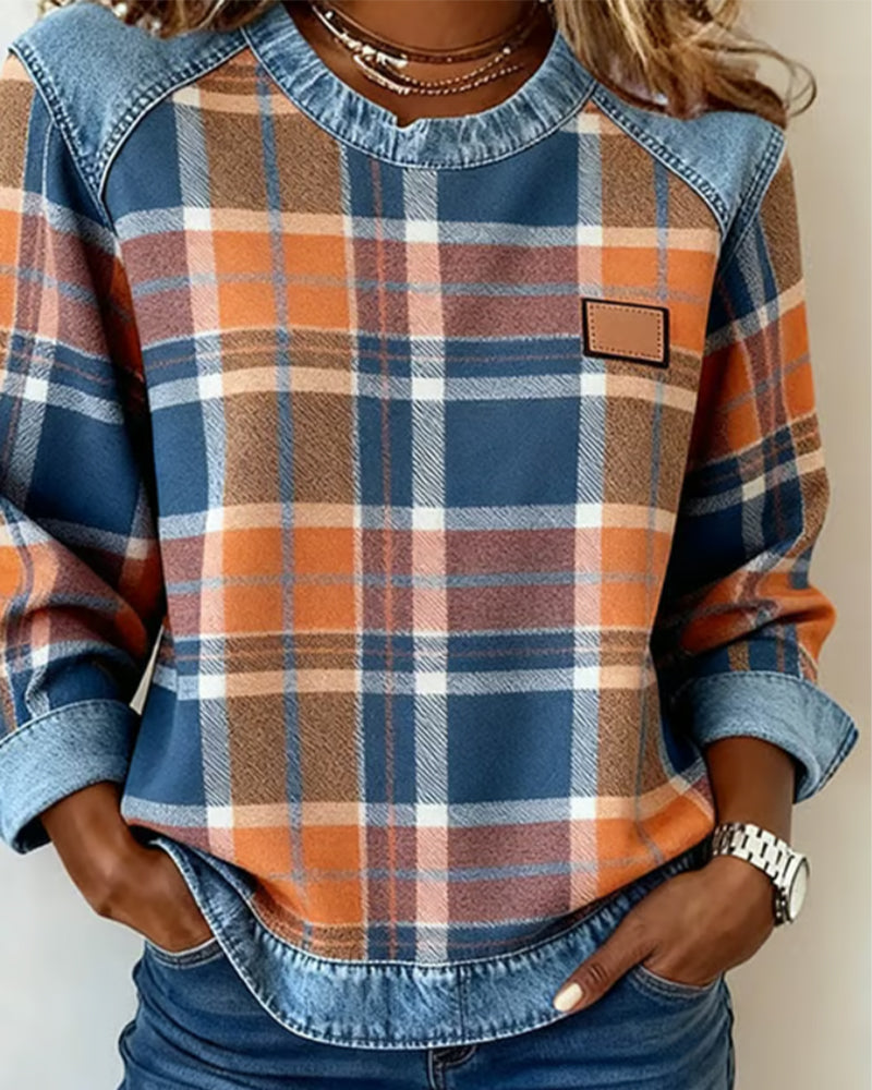 Ivy-Jane | Sweatshirt with Checkered Patchwork