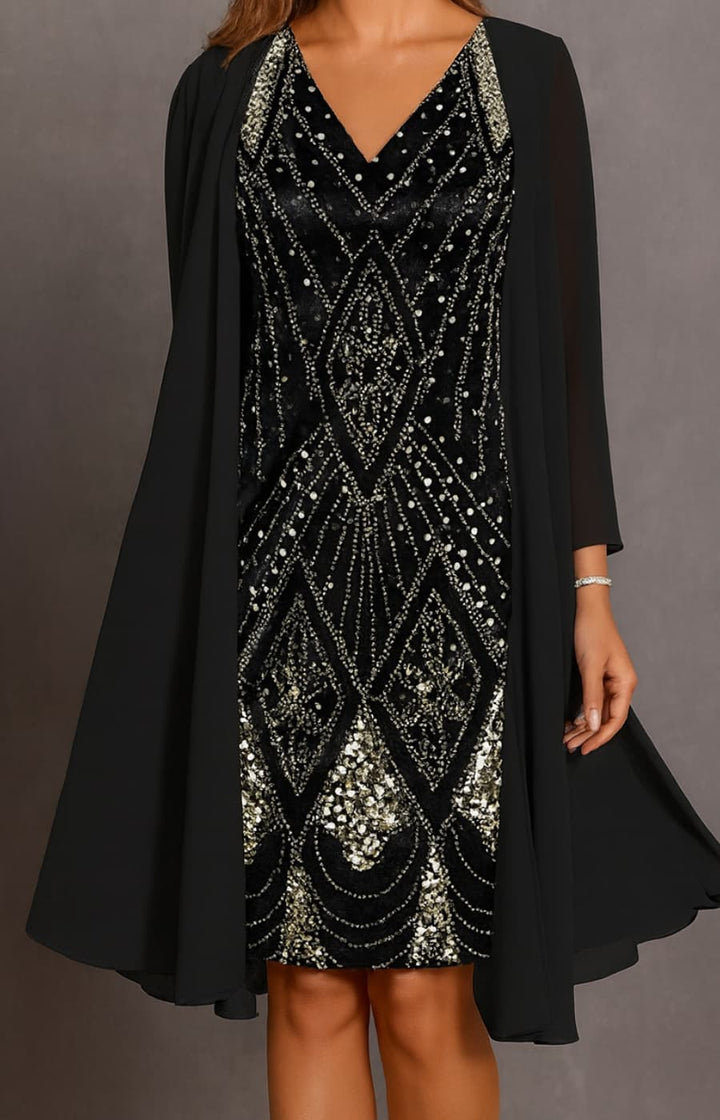 BEATRIZ | EMBELLISHED EVENING DRESS WITH STOLE