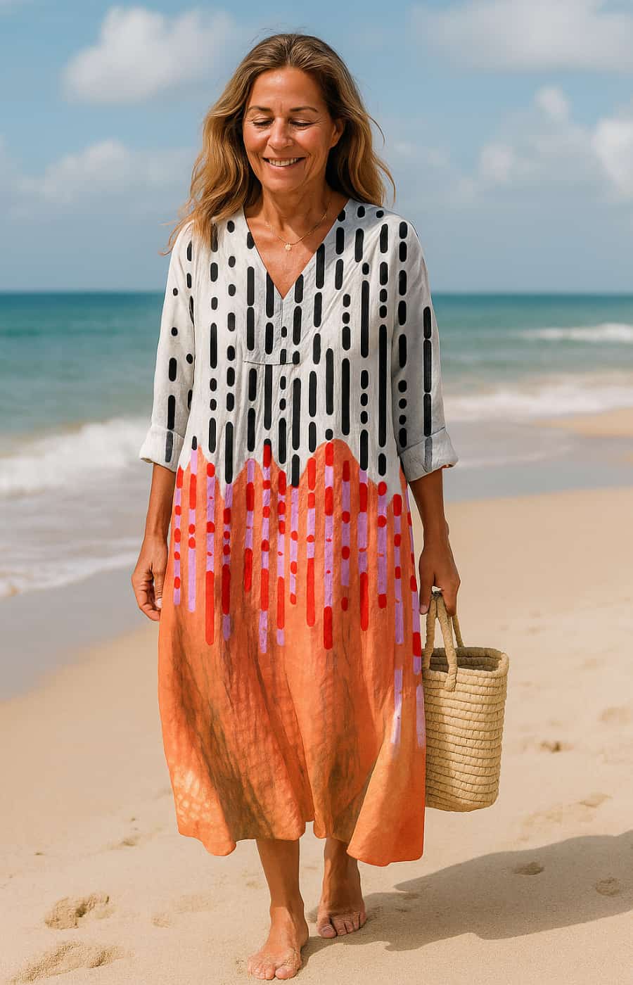 ALEJANDRA | VESTIDO CON CONTROL ABDOMINAL, ESTAMPADO ÉTNICO Y ELEGANCIA NATURAL