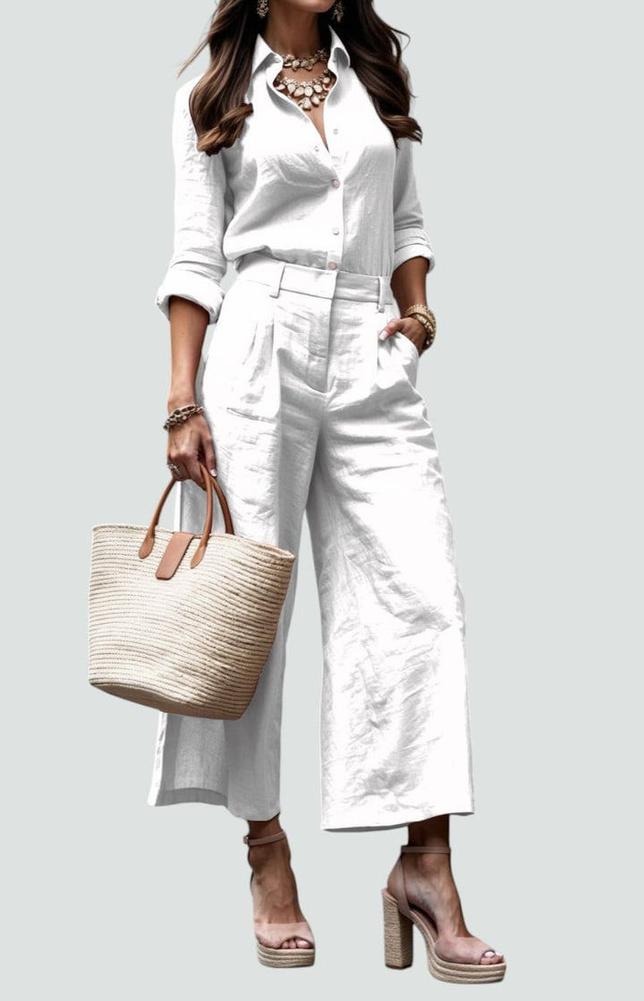 ADELINA | CONJUNTO DE LINO CON CORTE HOLGADO